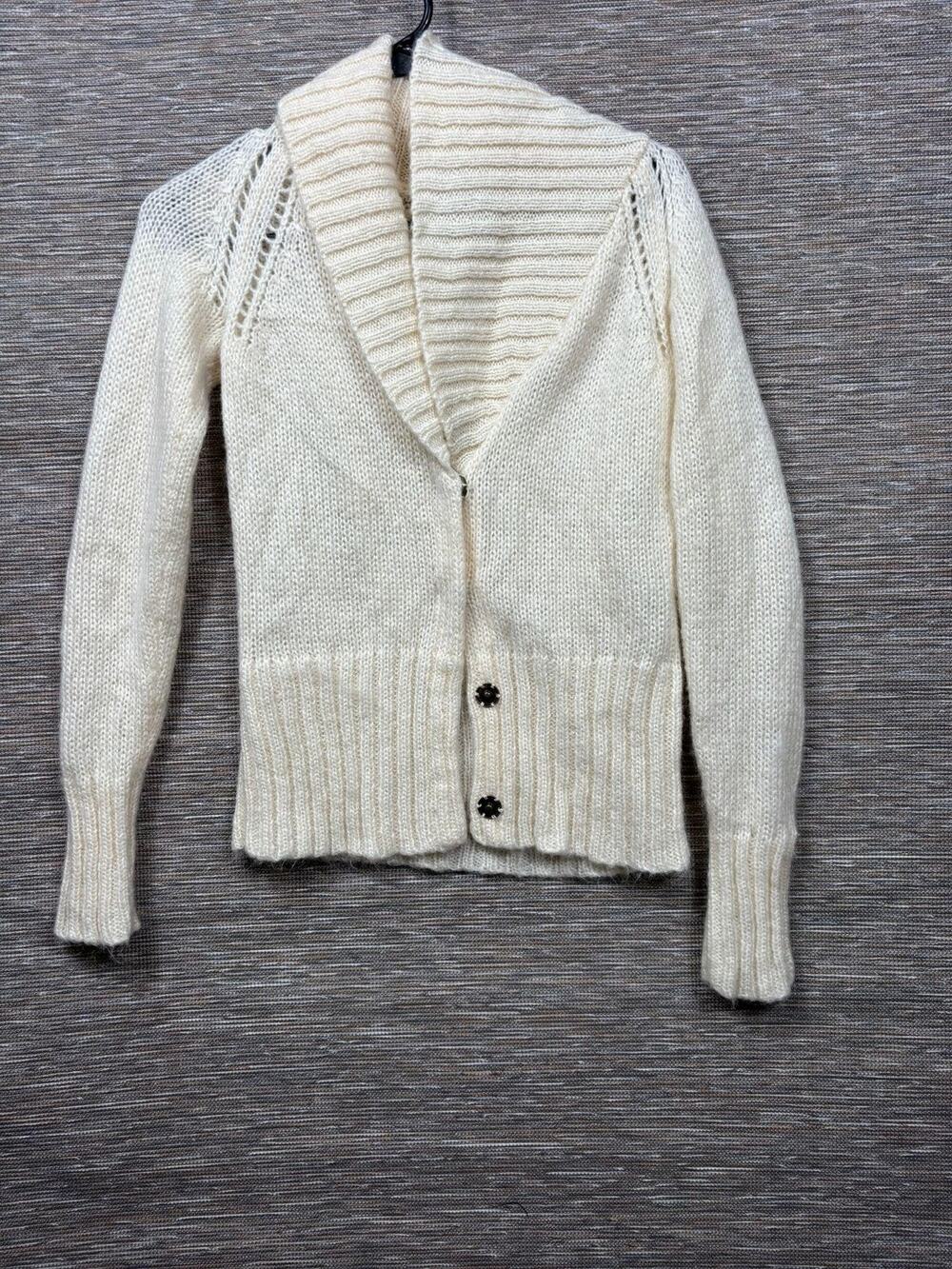 Gap Cardigan Sweater Womens Small White Mohair Blend Shawl Collar Knit Button